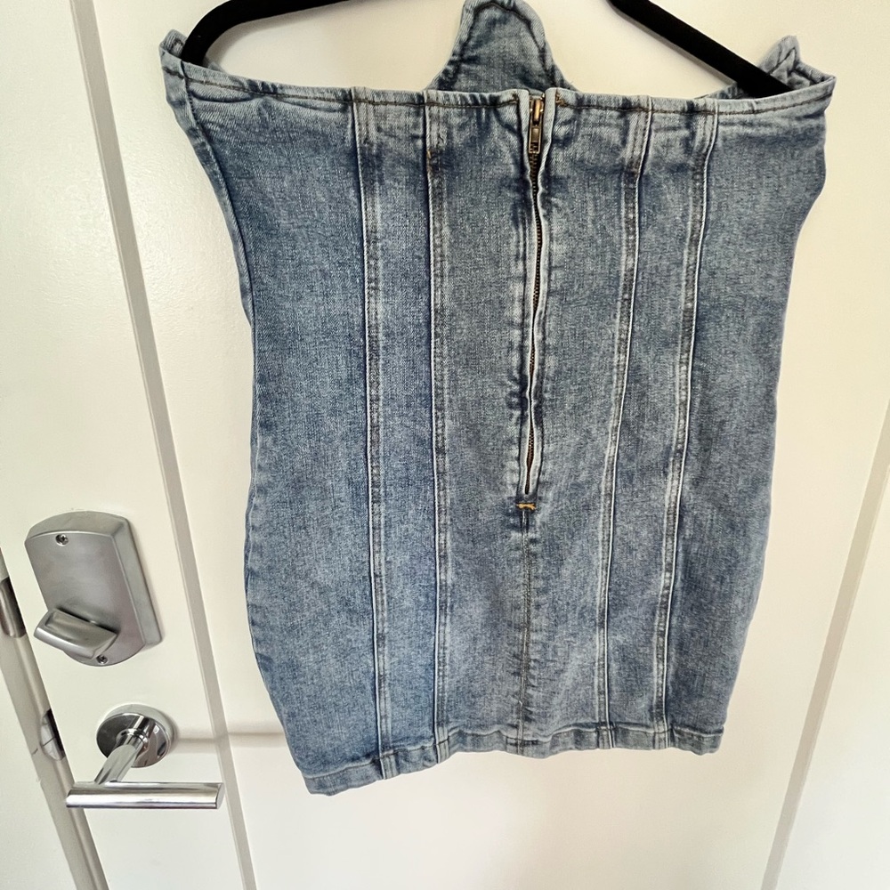Fashion Nova Blue Strapless Denim Dress - Picture 6 of 6